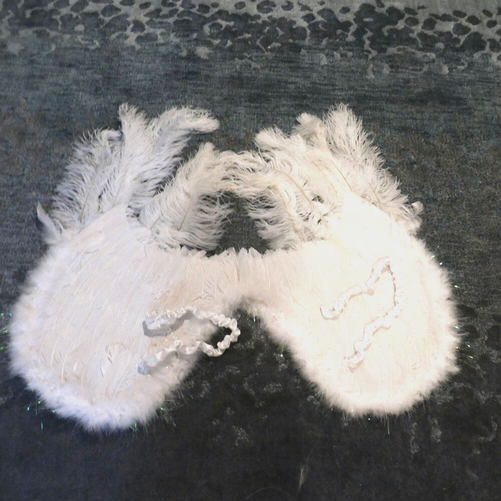 White Fluffy Feather Angel Adult Costume Wings 28" wide